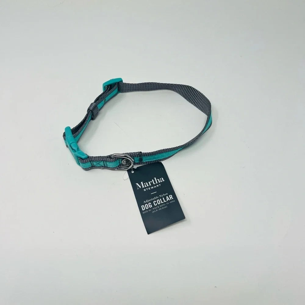 NWT New Martha Stewart adjustable nylon dog collar Size 16 (neck 14-20”)